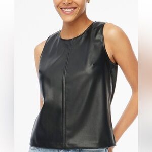 J Crew Black Sleeveless Faux Leather Top